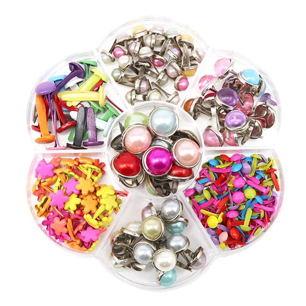 1 Doos Metalen Diy Kristal Ronde Mini Brads Paper Fasteners Scrapbooking Art Ambachten