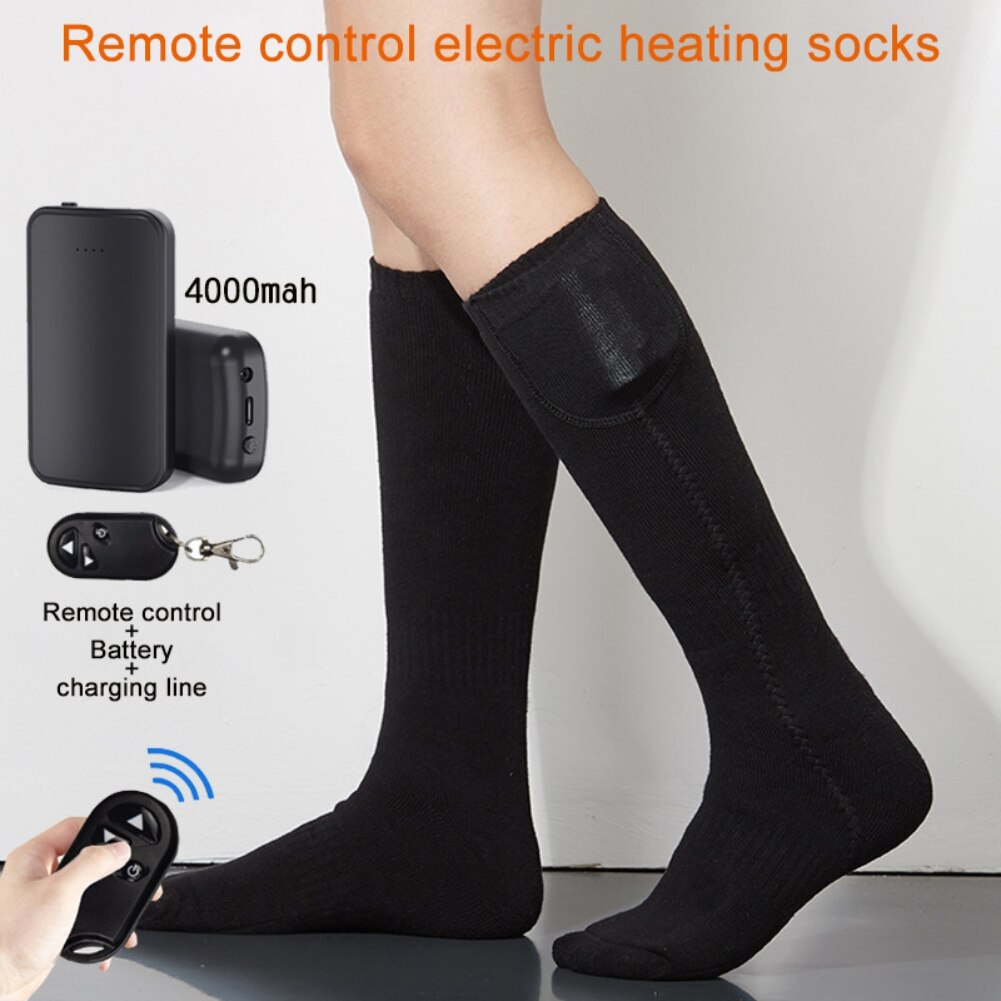 Winter Camping Hiking Remote Control Ski Cycling Warm Heated Socks Battery Thermal Smart Electric Heating Sock: A