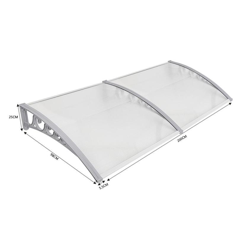 Door Window Rain Cover Sun Shade Door Awning Modern Polycarbonate Cover Front Door Outdoor Patio Canopy Gazebos 6-Size HWC: 100x200 cm