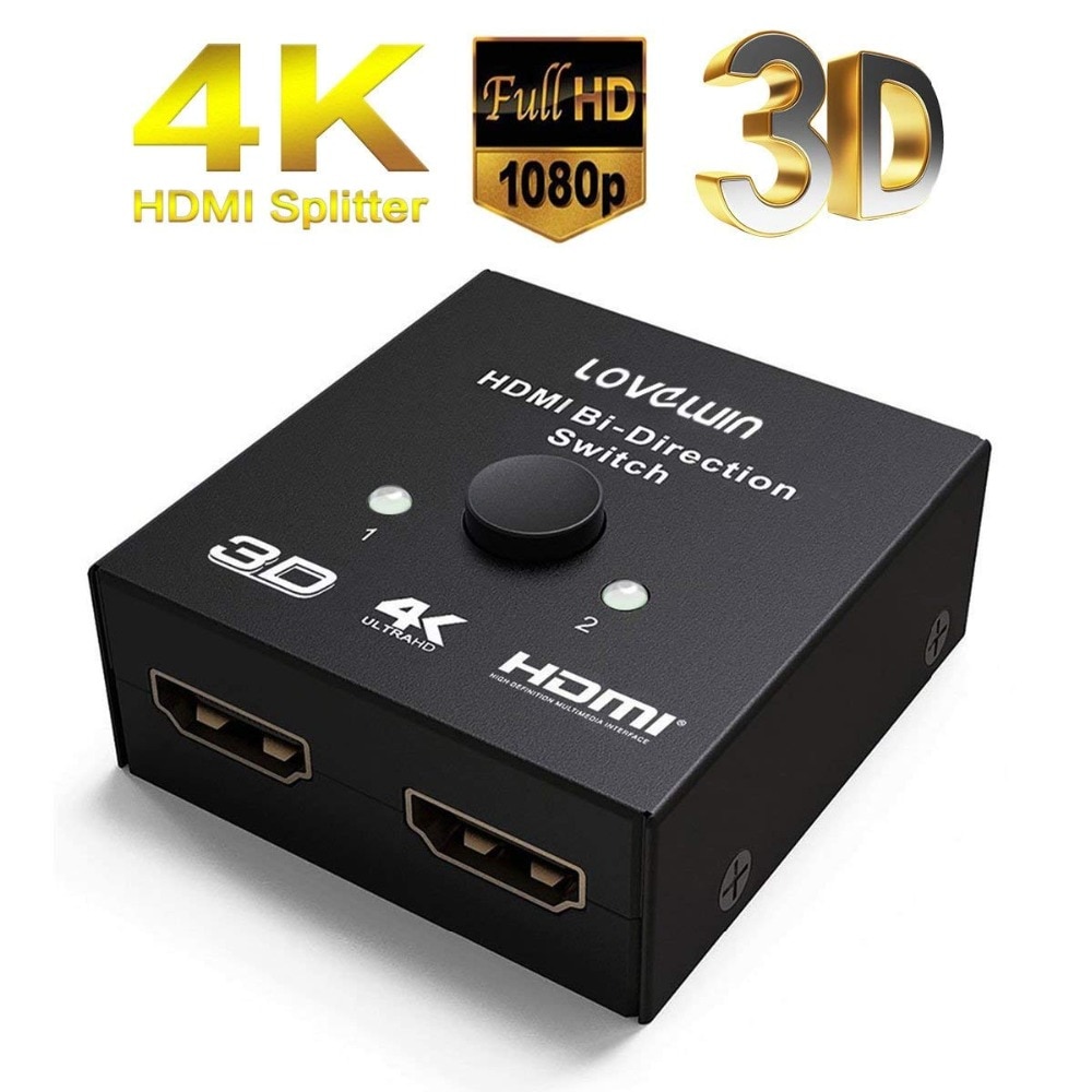 HDMI Splitter Full HD 1080 p 3D 4 k X 2 k Video HDMI Switch Switcher 1X2 2X1 Split 1 in 2 Out Versterker Dual Display Voor HDTV