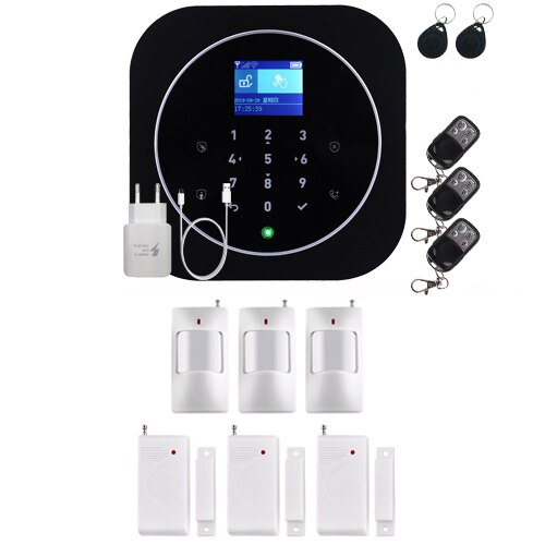 Sistema de alarma GSM antirrobo con Control inteligente WIFI inalámbrico, aplicación Tuya para casa, teclado táctil RFID seguro, kit de Sensor de 433MHz: Option4