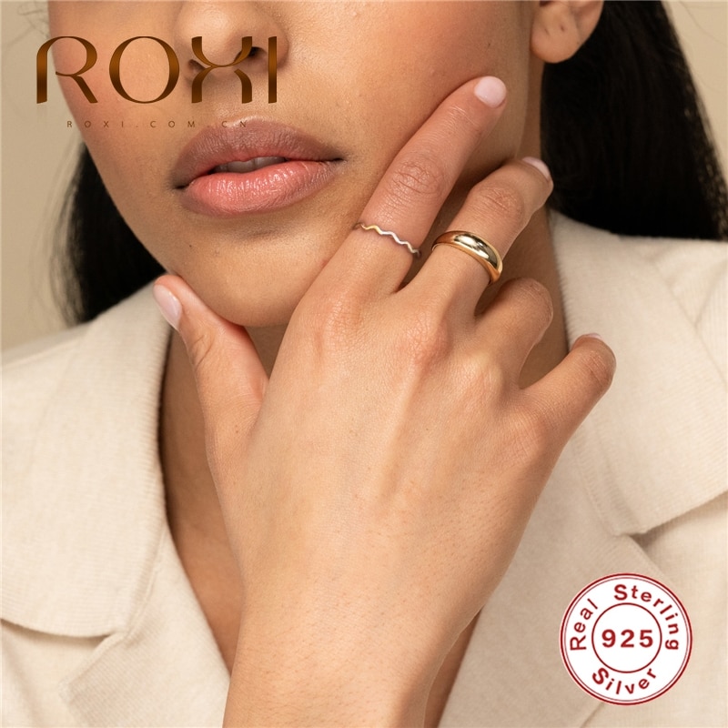 ROXI Minimalistischen 925 Sterling Silber Ring Koreanische eins Welle Ringe für Frauen Zeigefinger Schwanz Silber 925 Ring Schmuck Anillos bague