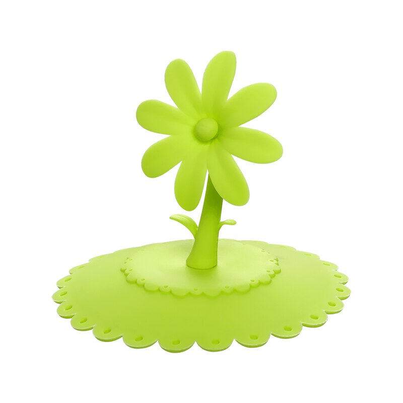 Me.fam 1 stuks schattige 3d kanten bloemen zonnebloem siliconen beker deksel 10.5 cm afdichting stofdichte hoes voor glazen keramische plastic mok: Groen 1 stuks