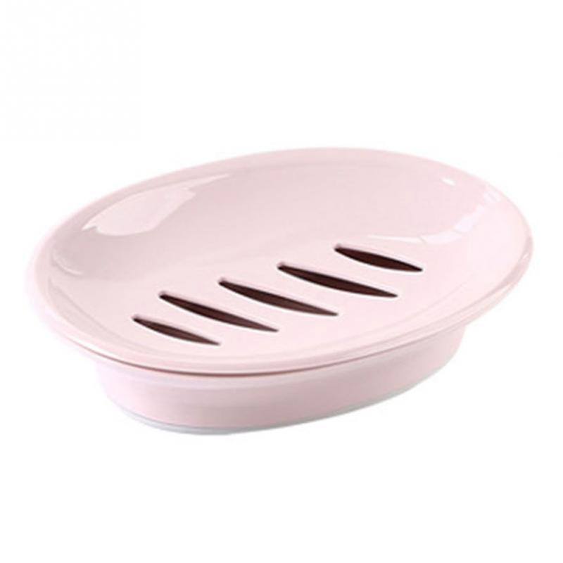 Double Lattice Soap Dish Box Case Holder Container Home Bathroom Shower Travel: Pink