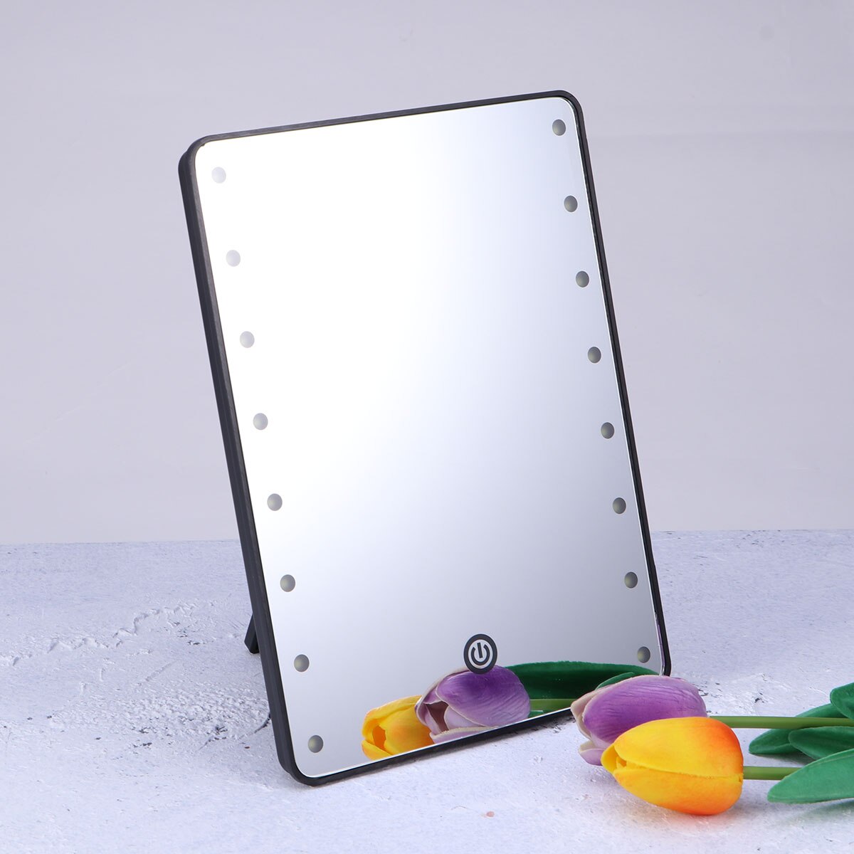 Makeup Mirror with 16 LEDs Cosmetic Mirror with Touch Dimmer Switch Battery Operated Vanity Mirror with Stand for Bathroom A35