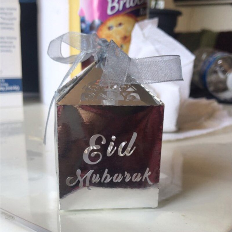 20 Pcs Ramadan Decoratie Goud Zilver Eid Mubarak Geschenkdoos Moslim Gelukkig Islamitische Eid Al-Fitr Party Candy Box decor Eid Ramadan