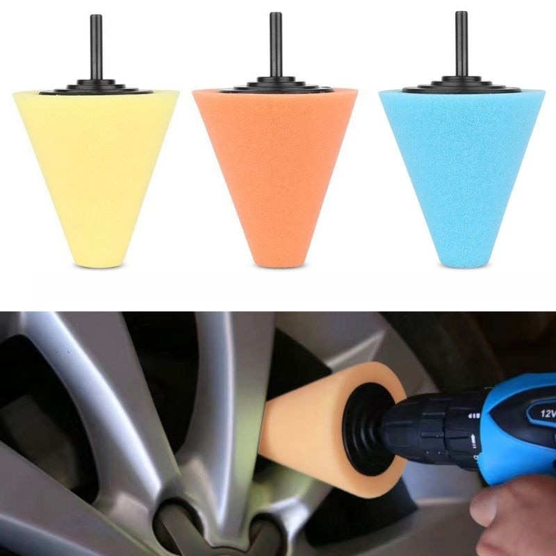 Franchise Wheel Hub Polish Buffing Shank Polishing Sponge Cone Metal Foam Pad 6MM Car maintenance Automobile Cleaning Tool #0624