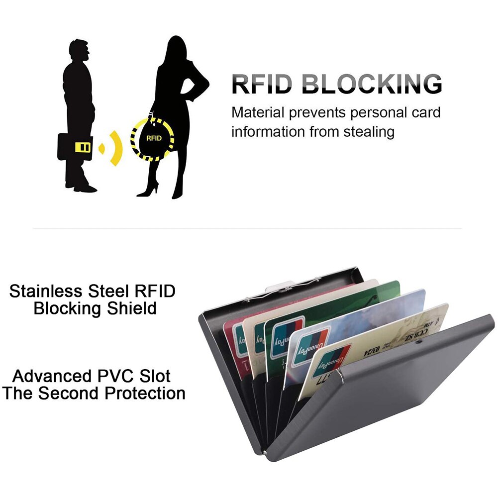 RFID Anti-theft Credit Card Holder Stainless Steel Mini Wallet Purse Women Men Business Bank Card Safety Protection Case Bag