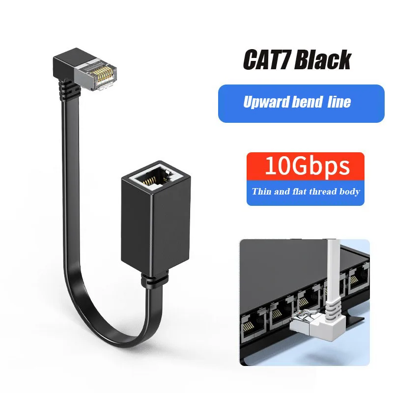 90-stopniowe złącze kabla sieciowego RJ45 Kot7 ultra płaski 10G rj45 Ethernet Przedłużacz kabli Lan robić laptopa router TV skrzynka: zgniły zielony / Poniżej 5 Sztuk