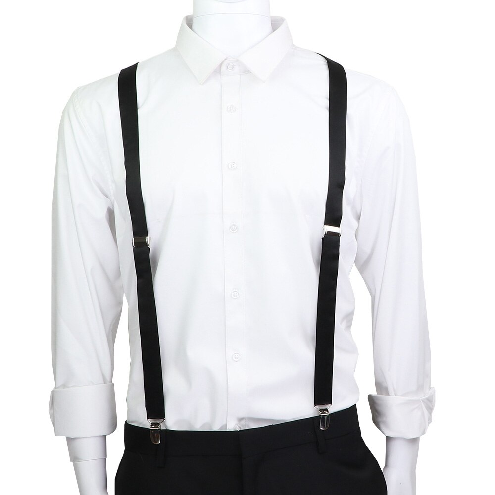 Suspensórios de couro elástico, cor sólida, conjunto de gravata borboletas ajustáveis para homens e mulheres, tiras para festa de casamento, acessórios de gravata, presente: Brace 21