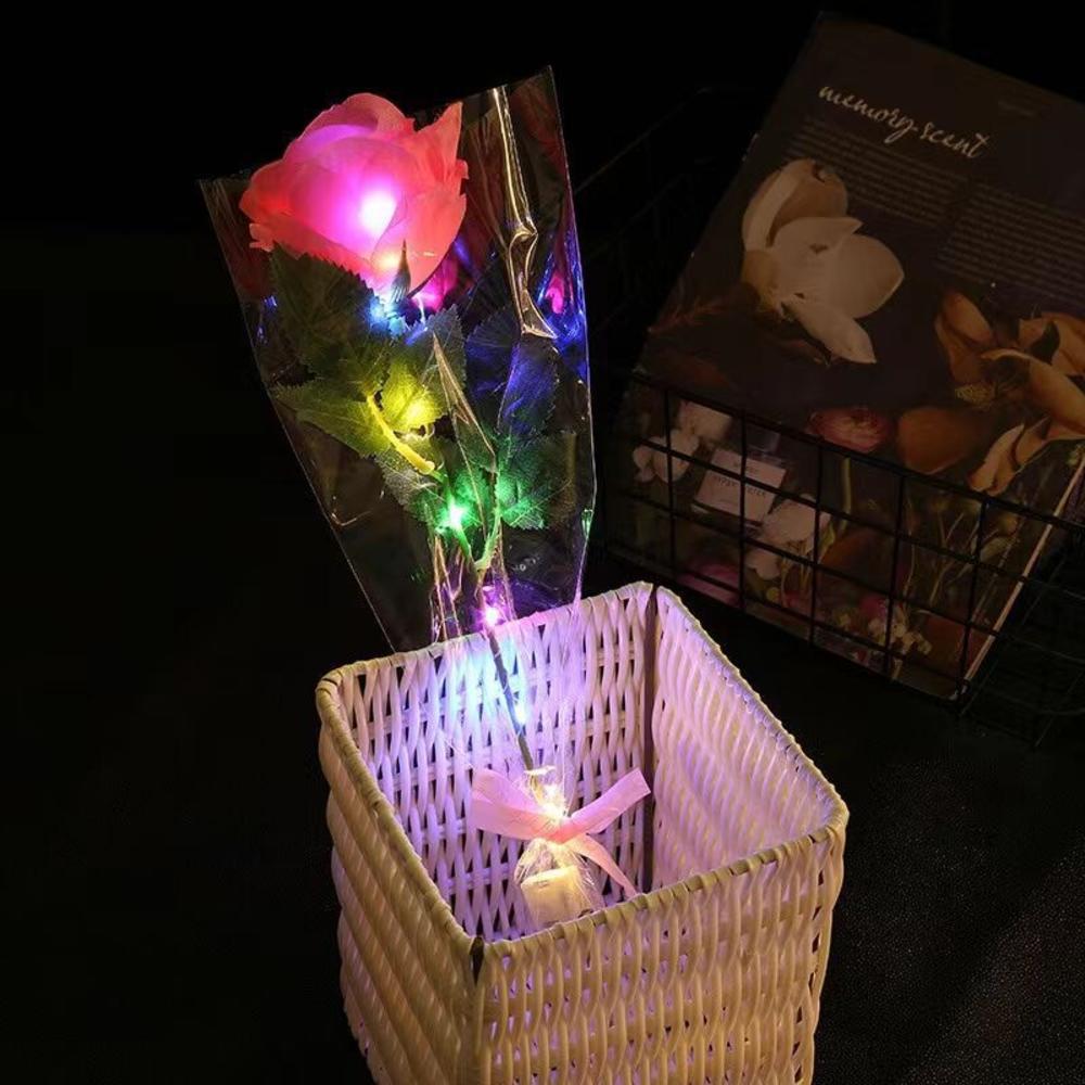 1Pc Valentine's Day 24K Aluminum Foil Rose Gold Rose Lasting Eternal Love Wedding Decoration Lover Lighting Rose: Clear