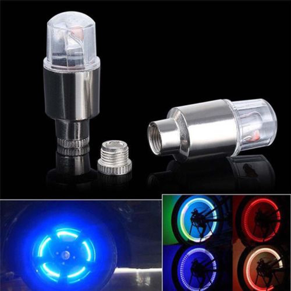 4X Fiets Auto Motorfiets Wiel Band Ventiel Cap Neon LED-Flash Lamp Fiets Accessoires Licht Glow Stick Vogue # e