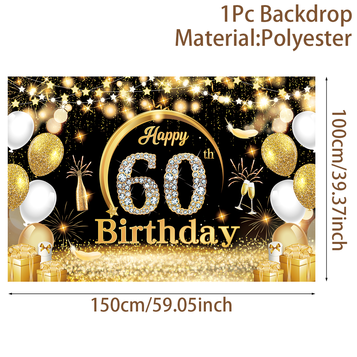 Blue Gold Happy Birthday Backdrop Banner Balloon Star Poster Booth Backdrop Birthday photozone Background Wall Party Decor