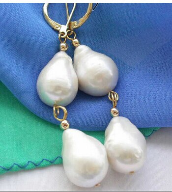 Pendientes de perlas de 15mm de goteo blanco KESHI para mujer, aretes de perlas de REBORN, joyería fina para mujer