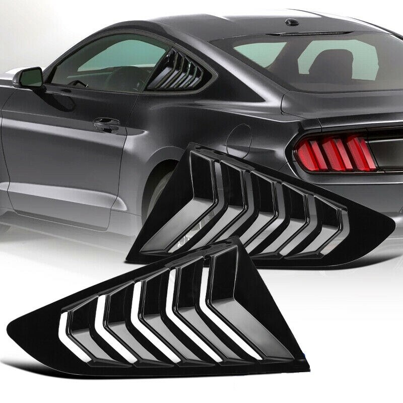 Car Glossy Black Quarter 1/4 Side Window Louver Cover for Ford Mustang