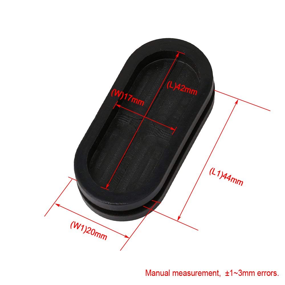20Stck 44x22mm Mutter Schwarz Synthetische Gummi Oval bilden Doppelseitige Drähte Ösen Dichtungen Schutz Ring
