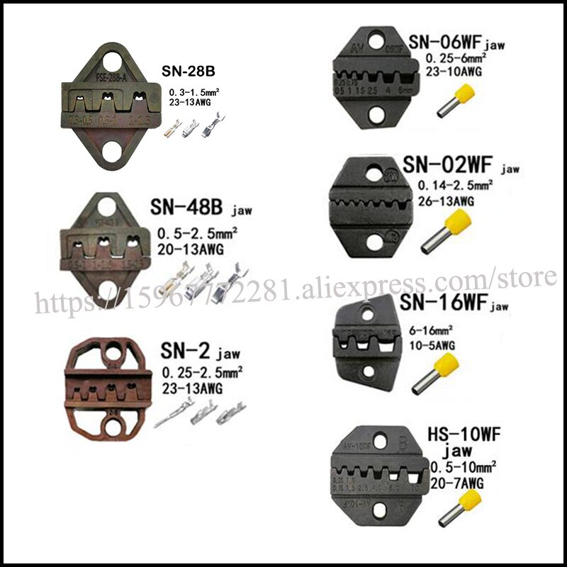 Mâchoire de serrage SN28B/48B/16wf/02WF/2/06WF/HS-10A/40J/10WF terminaux et récepteurs Non isolés
