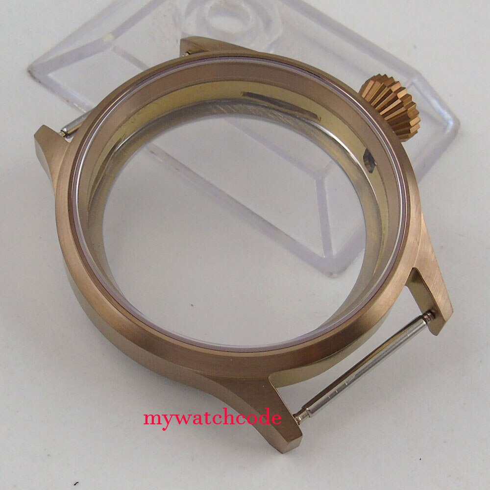 43mm Bronze- überzogene parnis Uhr fallen Saphir glas passen 6498 6497 essen bewegung