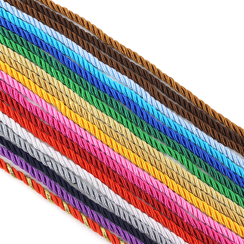 5Mm 5 Meter 3 Aandelen Twisted Katoen Nylon Cords Kleurrijke Diy Craft Gevlochten Decoratie Touw Trekkoord Riem Accessoires JK2020