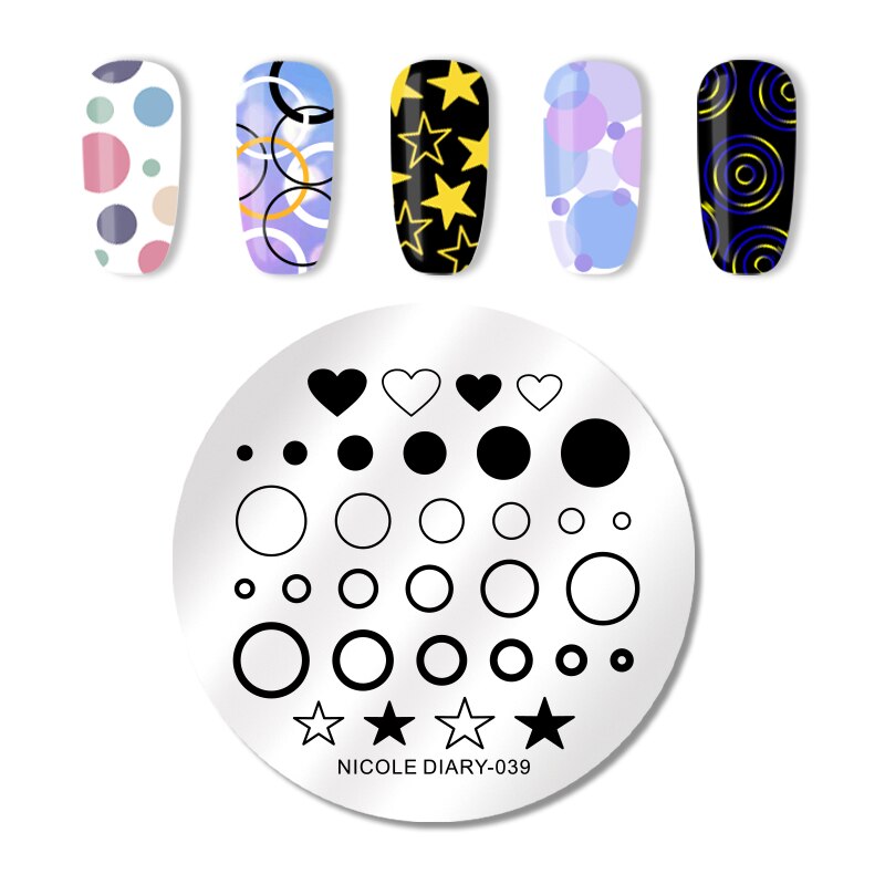 Nicole Dagboek Valentijnsdag Nail Stempelen Plaat Rechthoek Ronde Nail Art Stamp Image Template Diy Nail Plate Print Stencil: ND-039