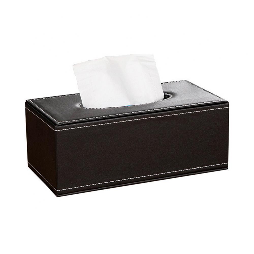Household Faux Leather Tissue Box Car Tissue Paper Holder Storage Case Hotel Restaurant Paper Towel Dispenser: Black Large