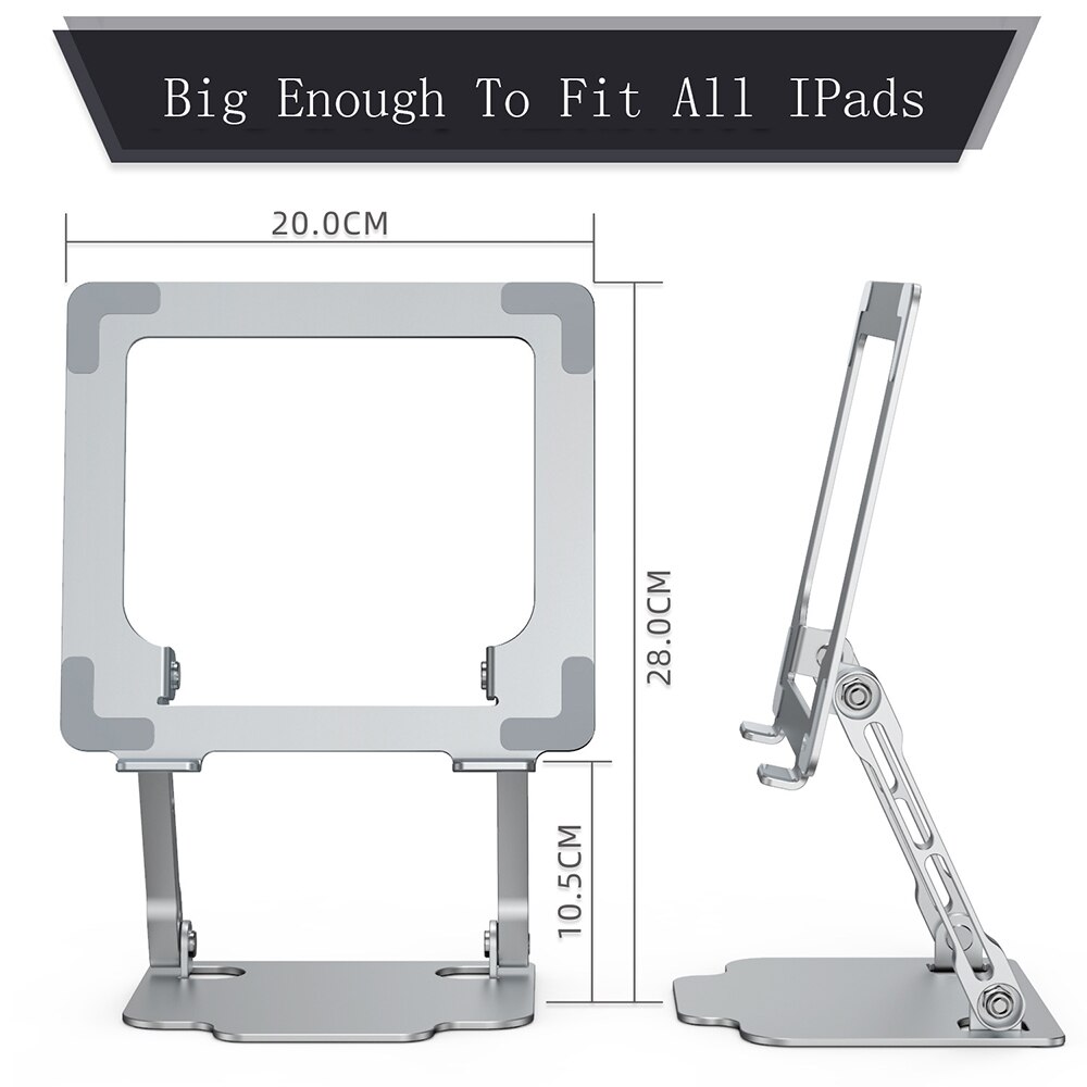 Senior Aluminum Alloy Tablet Holder Adjustable Folding Desktop Stand For iPad Air Mini Pro 11 12.9 inch Tablets Heighten Support