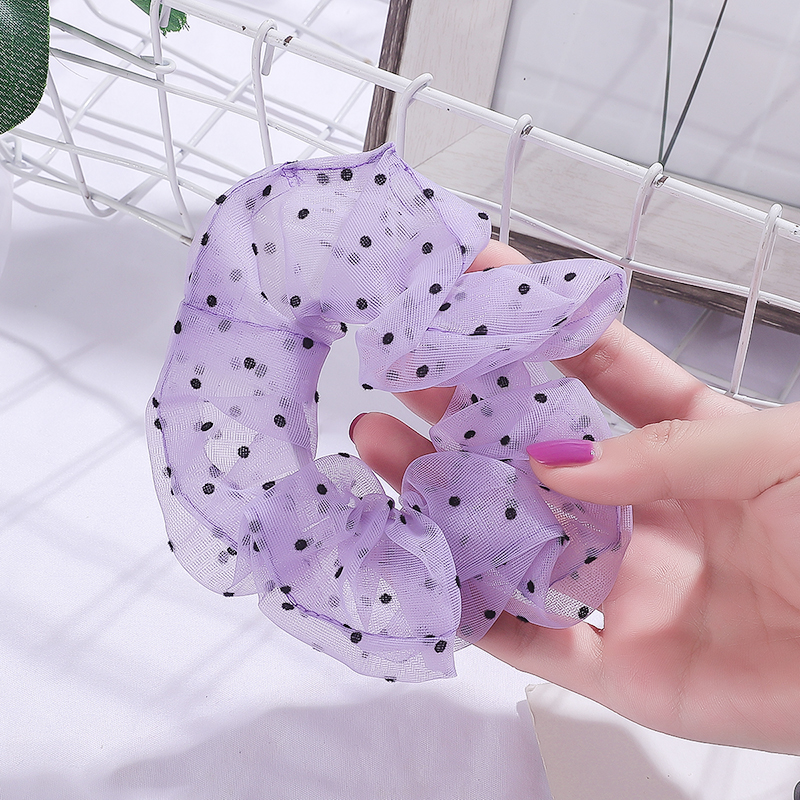 Blød chiffon kvinder hår scrunchie elastiske hårbånd jule strækbart hår bånd hestehale lilla ensfarvet tilbehør: 02