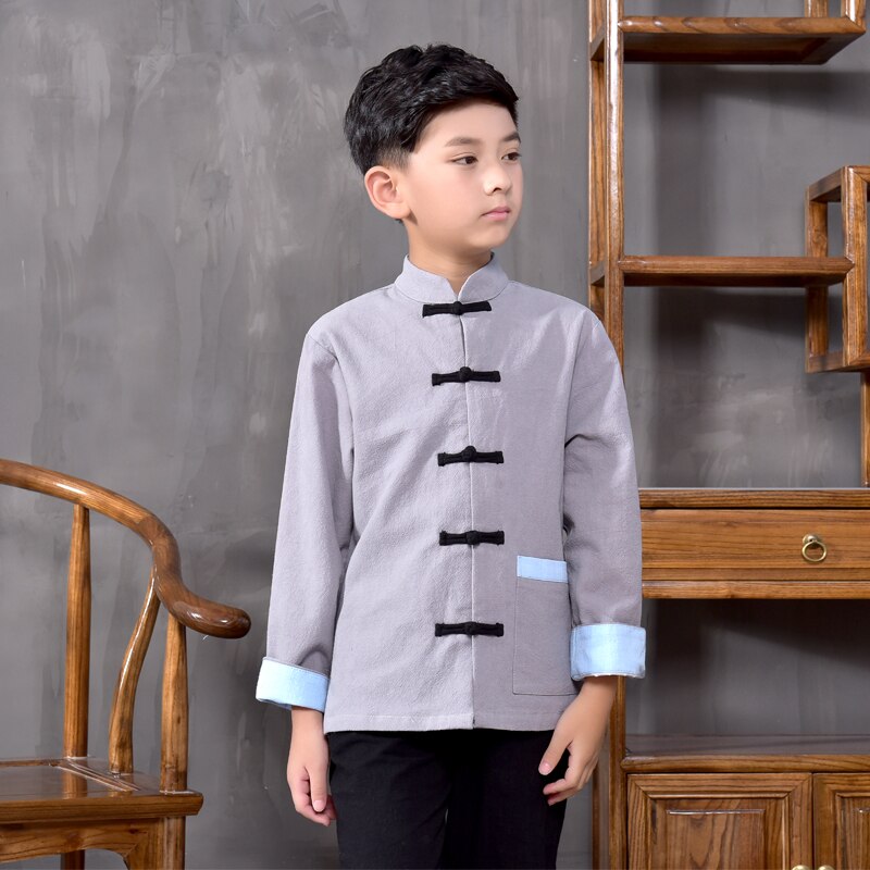Ropa tradicional china tang, ropa de kungfu para niños, ropa tradicional de hanfu para niños, disfraz de minoría nacional, camisa de tai chi 89
