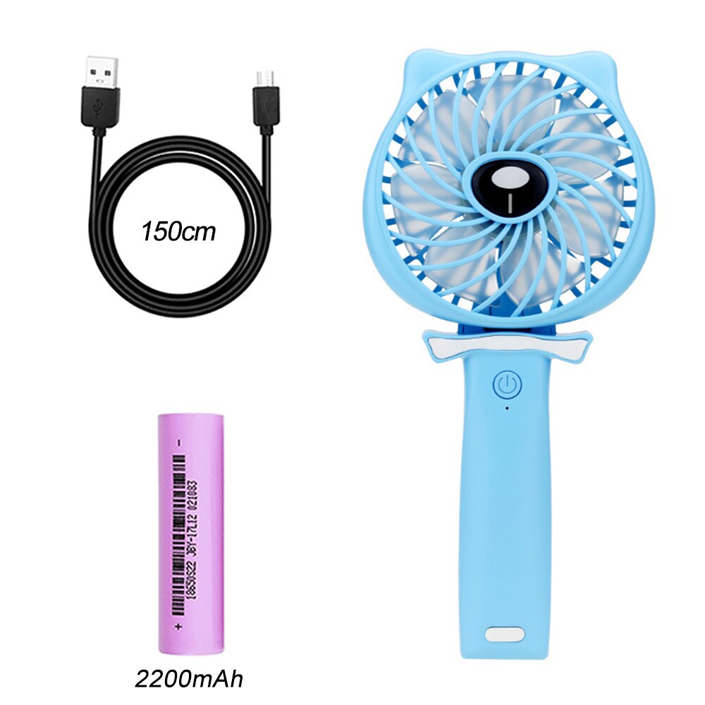 Draagbare Opvouwbare Mini Fan Handheld Verstelbare 3 Speed Battery Operated Oplaadbare USB Fans Bureau Ventilator Voor Office Reizen: blue 2200mAh