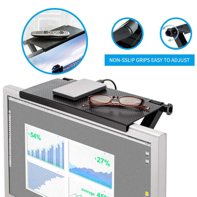 Estante de Almacenamiento Ajustable para Pantalla de TV, Repisa para la parte Superior del Monitor de Ordenador, Soporte de Escritorio, Estantes de Exhibición para Televisor, 1 Unidad