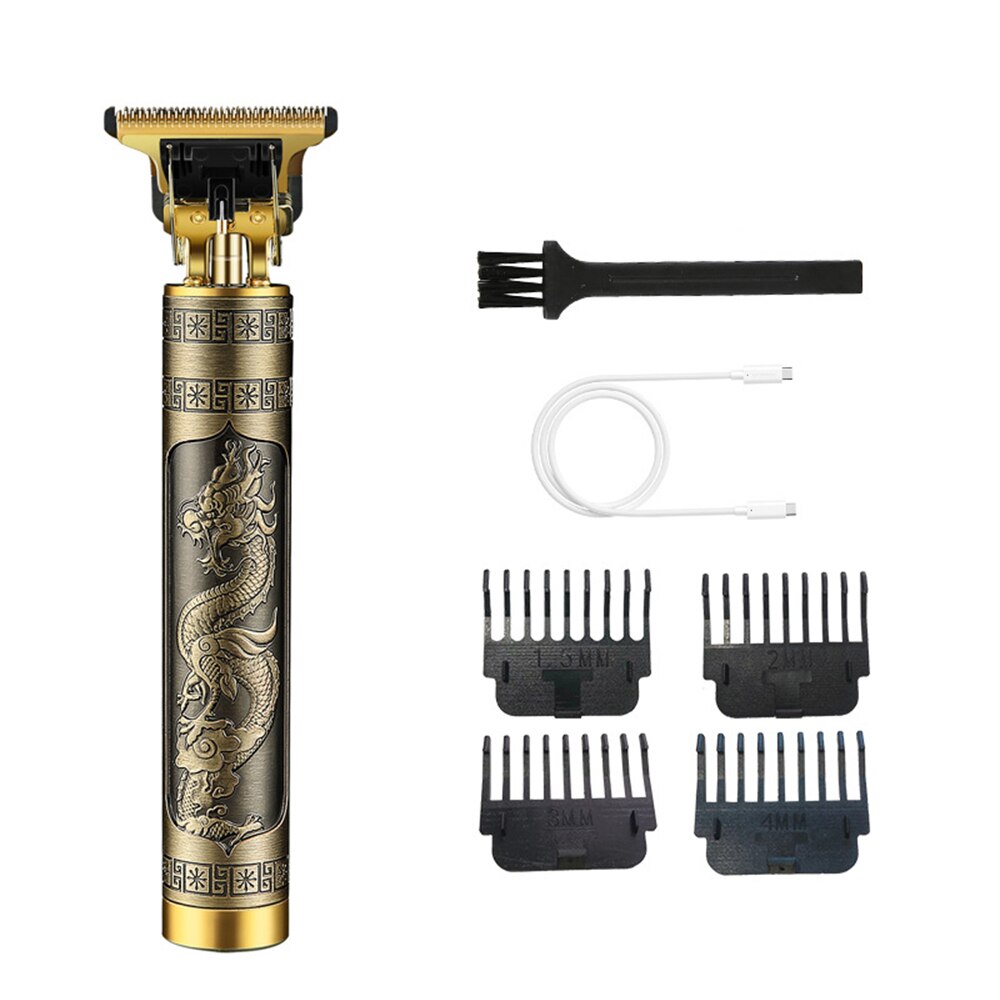 Rechargeable Hair Clipper Barber Carving T Outliner Blade Hairdressing Hair Trimmer Buddha Close Cuttting Charger: SetD
