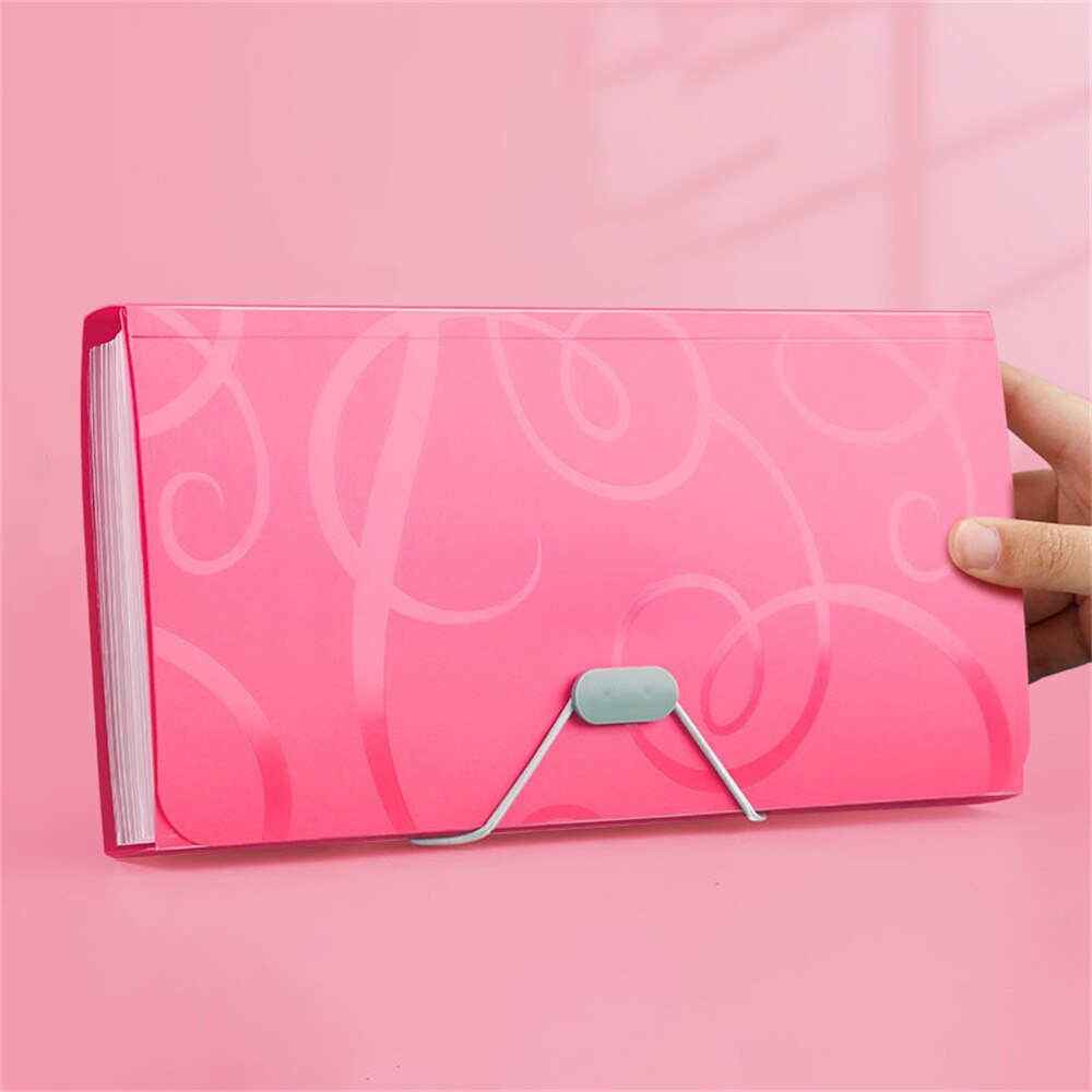 A6 File Folder Large Capacity Documents Organizer Bills Receipt Classification Storage Bag Office Supplies School Stationery: pink