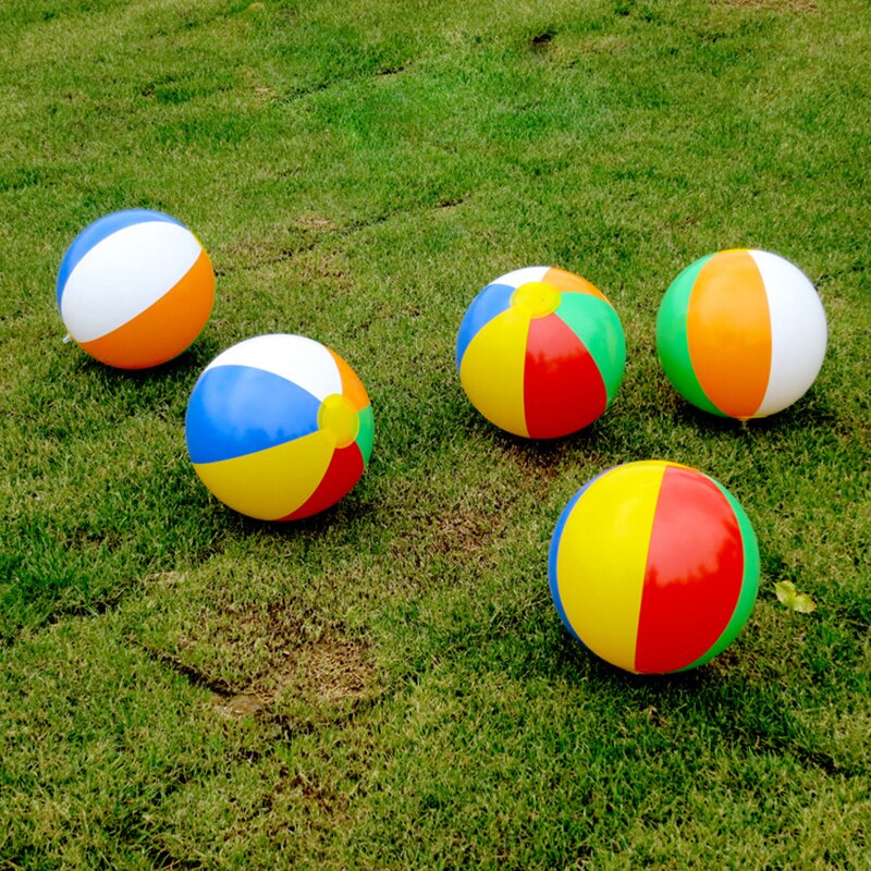 23cm Inflatable Beach Ball PVC Water Balloons Rainbow-Color Balls Summer Outdoor Beach Swimming Toys