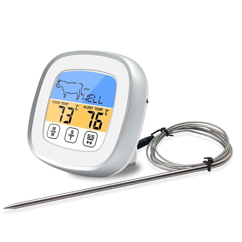 Digital LCD Meat Thermometer Stainless Steel Profession Touch Screen Operation Probe Food Cooking With Timer Household Products: 1