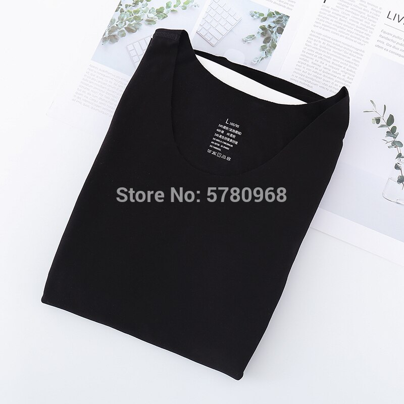 Winter 168-190cm hoch Frauen spurlos Samt Thermal- Unterwäsche Dame Wärmer passen Super groß lang Heizung Kleidung Bodenbildung Shirt: Schwarz Mantel / XL