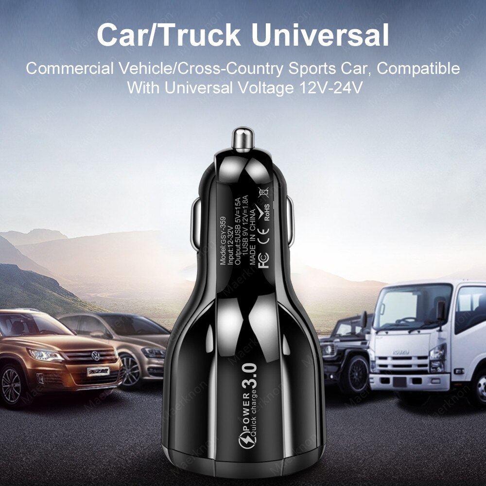 5 Ports Car USB Charger Mini 60W Quick Charge 4.0 3.0 Fast Charging Mobile Phone Charger For iPhone Xiaomi Huawei Adapter in Car