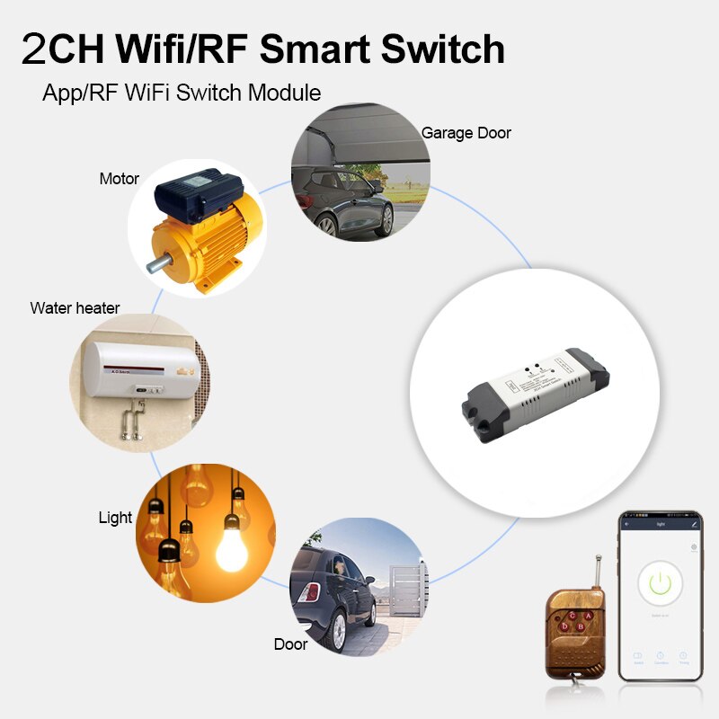 eWelink 250V WiFi Smart Garage Door Controller Switch 433MHz RF Door Opener Compatible Alexa Echo Google Home No Hub Require