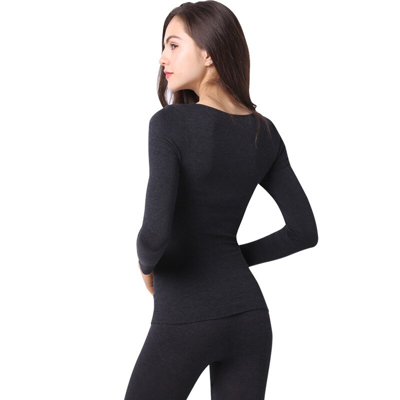 Ladies Seamless Slim Thermal Underwear Two Piece Set O Neck Long Sleeve Female Warm Long Johns Womens Thermals for Winter: Default Title