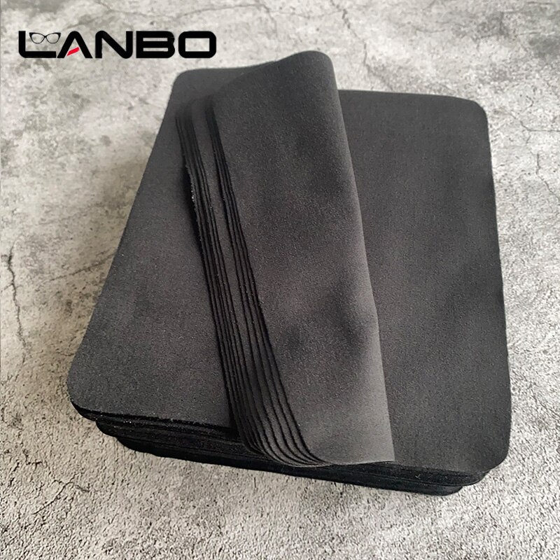 LANBO 100 stks zwarte kleur 15*17 cm Microfiber Brilpoetsdoekje Voor Lens Telefoon Scherm Reinigingsdoekjes