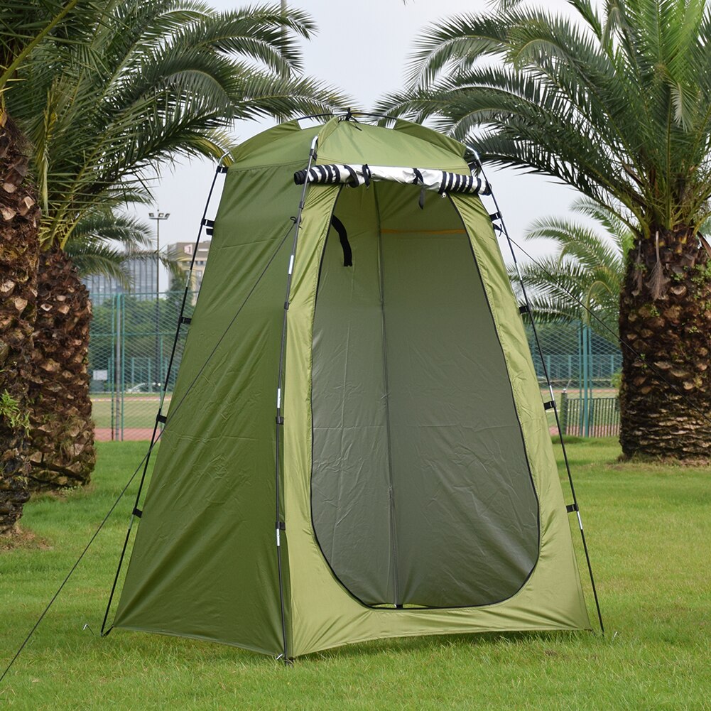 Dobbelt lag vandtæt anti uv turist telte vandtæt omklædningsrum anti-uv udendørs camping bruser badetelt: Militærgrøn