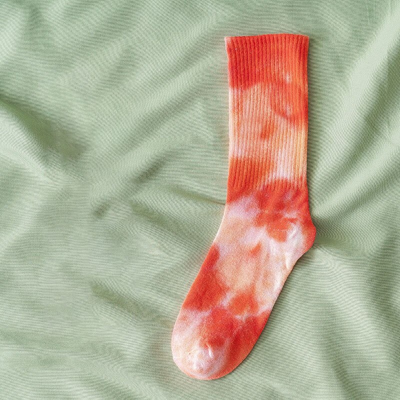 Calcetines de algodón Tie-dye para hombre y mujer, medias de tendencia urbana de , de color sólido, para baloncesto y monopatín: 3