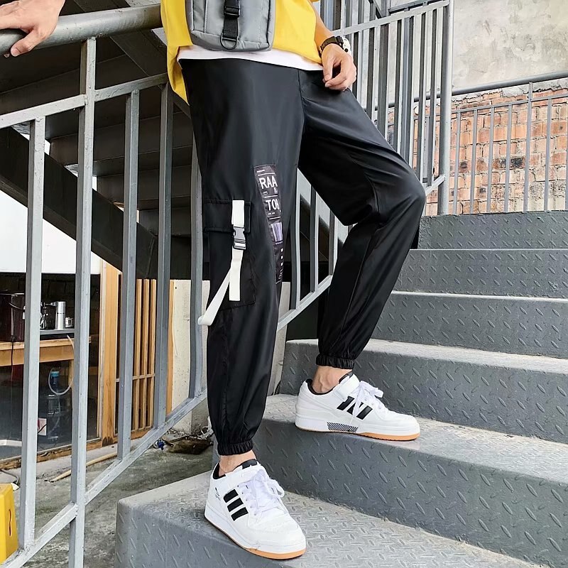 Ribbons pantalones Harem para hombre, pantalones elásticos de cintura para hombre, pantalones de Hip Hop para ocio, novedad de , pantalones casuales de de verano para hombres
