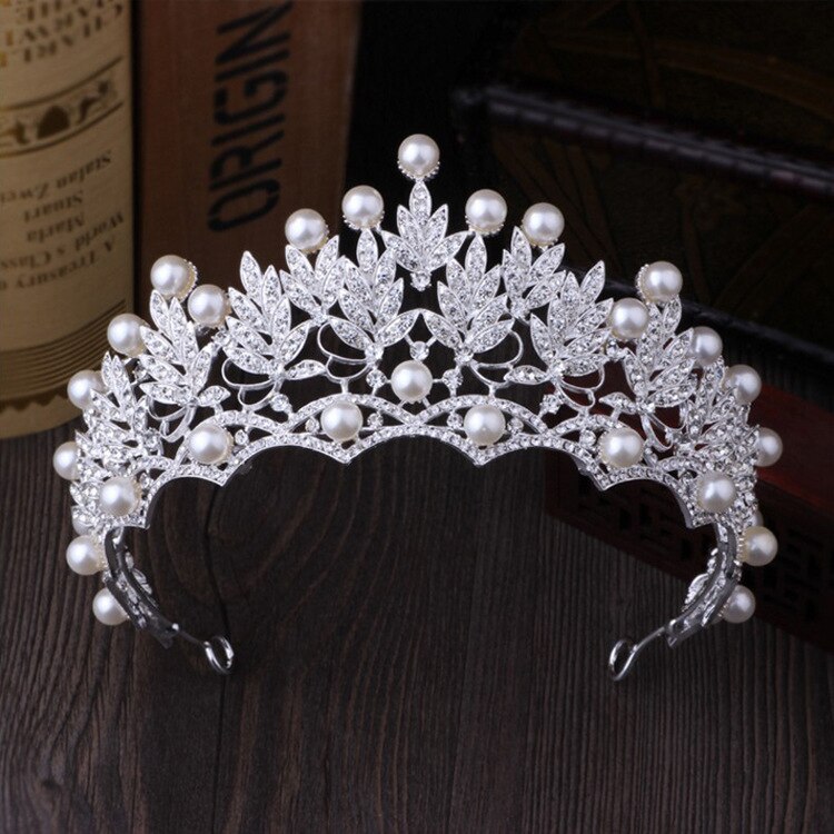 Ensemble de bijoux de fantaisie en cristal pour mariée, perles, collier ras du cou, boucles d'oreilles diadème, ensemble de bijoux de mariée pour femmes,: 1PCS Crown 1