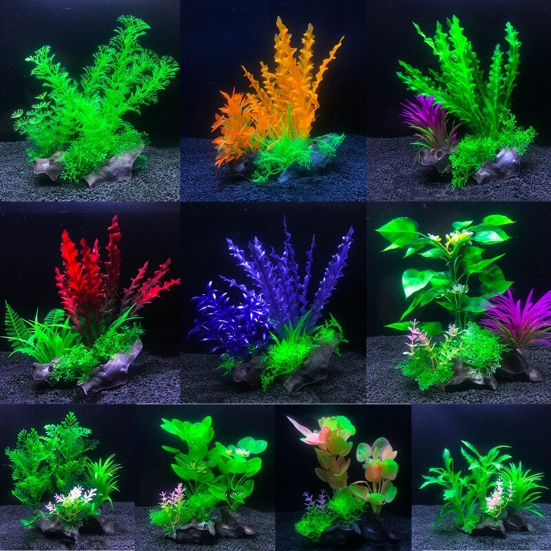 Plastic Water Planten Voor Aquarium Realistische Kunstmatige Planten Gras Ornamenten 8.7 Inch Hoge Aquarium Decoraties