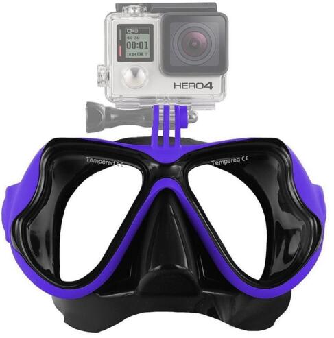 Go Pro Diving Mask Sports Swimming Dive Scuba Glasses for GoPro Hero 4 Session 3+ SJCAM SJ4000/SJ7000 FOR XiaoMi Yi FOR SONY: Blue Color