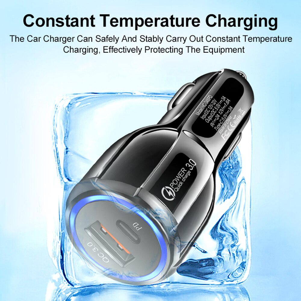 Cargador de coche de carga rápida 3,0 para teléfono móvil, cargador de coche Usb Dual, adaptador de carga rápida Qualcomm Qc 3,0, Mini cargador de coche Usb
