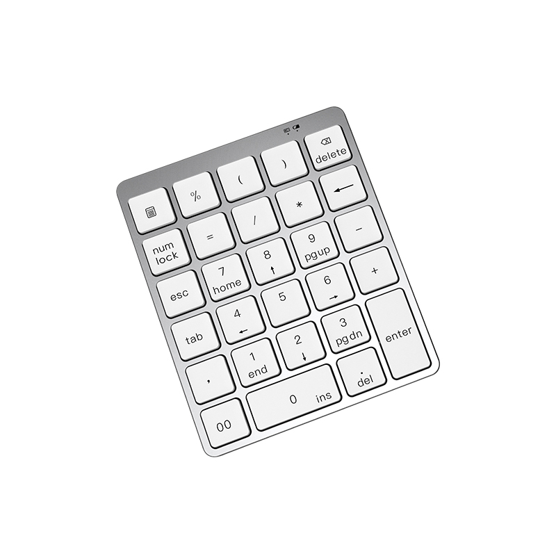 Mini Bluetooth Numeric Keyboard 28 Keys Protable Keypad with USB Hub 2.0 Compatible with Tablet PC Laptop Desktop: Moonlight Silver