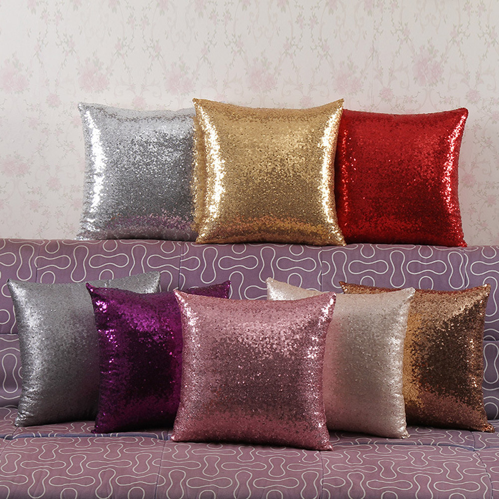 Kvalificerad kudde enfärgad glitter paljetter kasta café heminredning kudde levert dig 6426