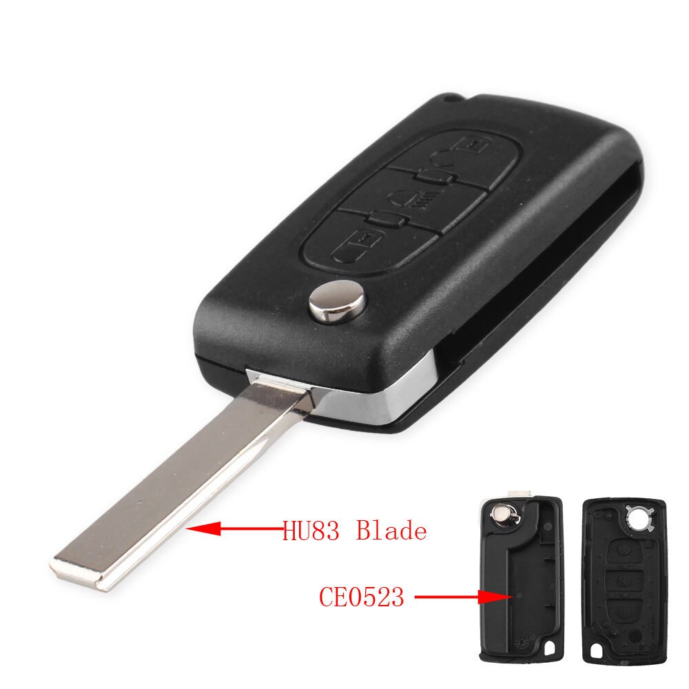 KEYYOU Key Case For Citroen C2 C3 C4 C5 C6 C8 XSARA 3 Buttons Flip Folding Remote Fob Car Key Shell Cover VA2/HU83 Blade: 4 Buttons