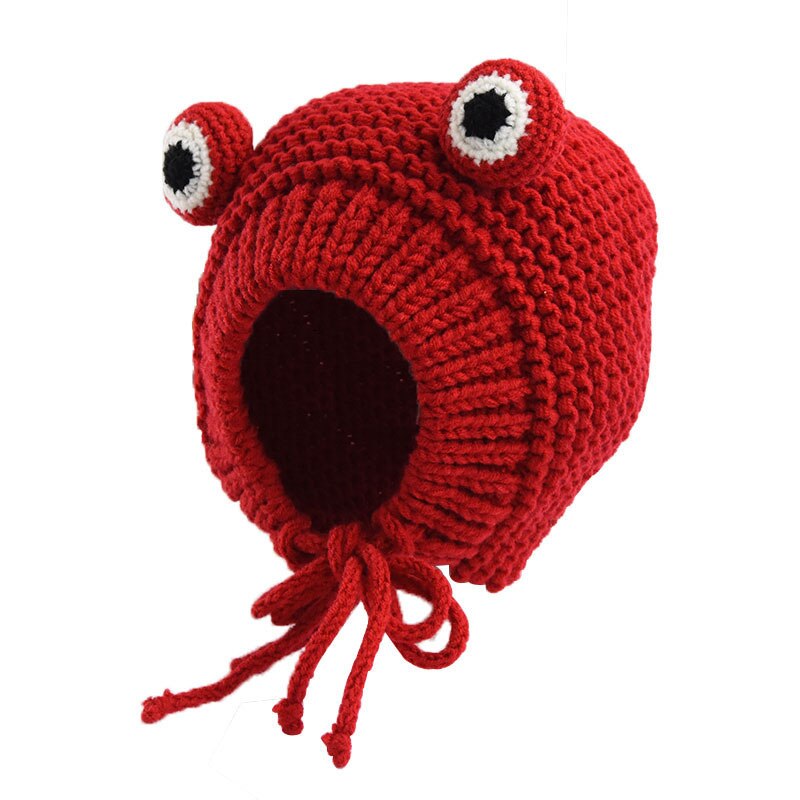 Cute Frog Dog Hat Cozy Crochet Dog Hat Warm Winter Dog Hat Puppy Hat Small Knitted Dog Hat Costume Knit Cap for Large Dog: red